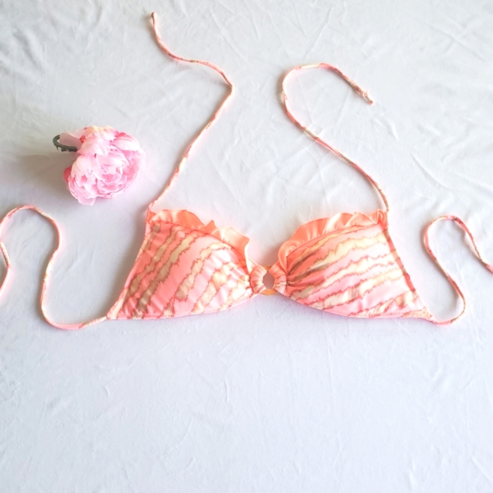 Victoria Secret Pushup Padded Ruffled Bikini Top Size Large